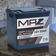 Maz Akü 12 Volt 50 Amper Deep Cycle Jel Akü 12V 50AH Yeni Üretim