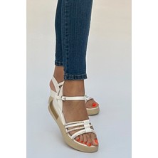 Mevese Egez Beyaz Yüksek Topuklu Kadın Sandalet