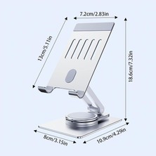 Menfry Alüminyum Alaşımlı Katlanabilir 360° Dönebilen Masaüstü Gümüş Telefon & Tablet Standı
