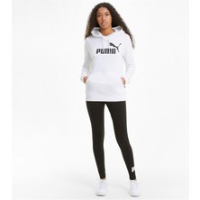 Puma Ess Logo Hoodie - Kadın Beyaz Kapüşonlu Sweatshirt - 586791 02