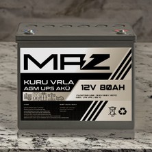 Maz Akü 12 Volt 80 Amper (Ah) Kuru Agm Vrla Güç Kaynağı Ups Akü