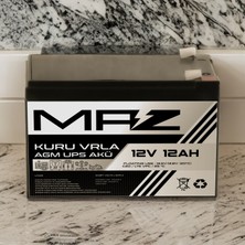 Maz Akü 12 Volt 12 Amper (Ah) Kuru Agm Vrla Güç Kaynağı Ups Akü