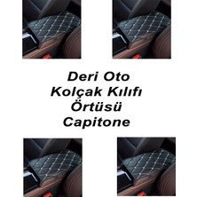 Desingonb  Kia Picanto  (2004-2011) Deri Oto Kolçak Kılıfı Örtüsü Capitone Süngerli Beyaz Nakışlı