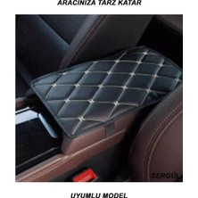 Desingonb Renault Scenic 2 2003-2009 Deri Oto Kolçak Kılıfı Örtüsü Capitone Süngerli Beyaz Nakışlı