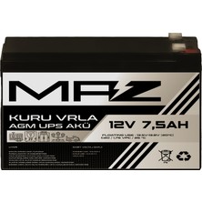 Maz Akü 12 Volt 7,5 Amper (Ah) Kuru Agm Vrla Güç Kaynağı Ups Akü