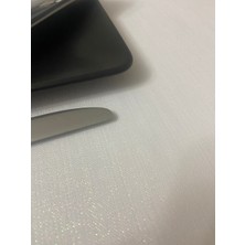 Zeren Home Keten Görünümlü Dantel Detaylı Simli Dertsiz Masa Örtüsü Beyaz + 6 Peçete