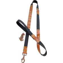 Balkonda Köpek gezdirme tasması kolon hakiki deri siyah taba zımbalı kalın kancalı genişlik:2,5cm gezdirme kayışı:125cm dog leash B5-9