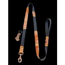 Balkonda Köpek gezdirme tasması kolon hakiki deri siyah taba zımbalı kalın kancalı genişlik:2,5cm gezdirme kayışı:125cm dog leash B5-9