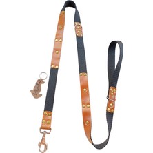 Balkonda Köpek gezdirme tasması kolon hakiki deri siyah taba zımbalı kalın kancalı genişlik:2,5cm gezdirme kayışı:125cm dog leash B5-9