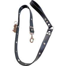 Balkonda Köpek gezdirme tasması hakiki deri siyah metal zımbalı kalınlık:4mm genişlik:2,5cm uzunluk:120cm dog leash B1-1