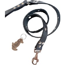 Balkonda Köpek gezdirme tasması hakiki deri siyah metal zımbalı kalınlık:4mm genişlik:2,5cm uzunluk:120cm dog leash B1-1