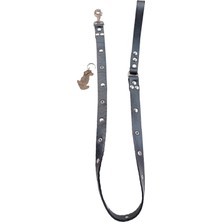 Balkonda Köpek gezdirme tasması hakiki deri siyah metal zımbalı kalınlık:4mm genişlik:2,5cm uzunluk:120cm dog leash B1-1