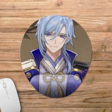 Pixxa Kamisato Ayato - Genshin Impact Bilek Destekli Mousepad Model - 4 Oval