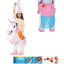 Pandoli Şişme Maskot Unicorn  Kostümü Pilli Tek Boynuz At Kıyafeti Çocuk (5-11 Yaş )Hallowhawai