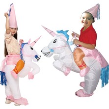 Pandoli Şişme Maskot Unicorn  Kostümü Pilli Tek Boynuz At Kıyafeti Çocuk (5-11 Yaş )Hallowhawai