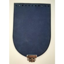 Angel Çanta Aksesuar 15X22 cm Süet Nubuk Deri Lacivert Renk Kapak Gümüş Metalli