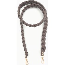 Angel Çanta Aksesuar 130 cm Örgü Model Kahverengi Suni Deri Çanta Sapı Light Gold Metalli