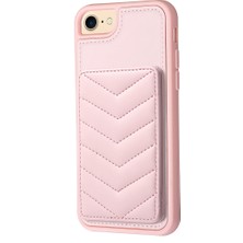 Forestl Digital Apple iPhone 6/6s Kart Tutucu Için Kickstand Vaka Dalga Dikiş Dokusu Tpu+Pu Deri Telefon Kapak Pembe (Yurt Dışından)