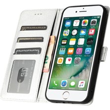 Forestl Digital Apple iPhone Se Telefon Stand Pu Deri Kapak Ipek Doku Cüzdan Kılıfı Bilek Aslı Silver (Yurt Dışından)