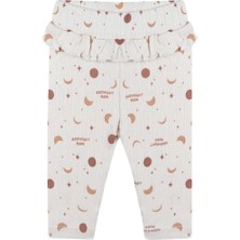 Antebies Organik Krem Tatlı Rüyalar Desenli Jakarlı Fırfırlı Kız Bebek Tayt