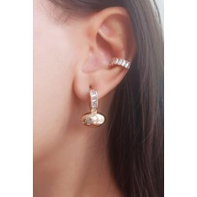 By Zeyna Aksesuar Kadın Vip Seri Baget Zirkon Taşlı Elips Model 2'li Küpe Seti