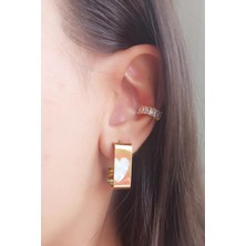 By Zeyna Aksesuar Kadın Vip Seri 316 L Paslanmaz Çelik Mineli Kalp Figürlü 2'li Set Küpe