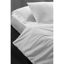 Meşeli Tekstil Lastikli Çift Kişilik 83 Tel Pamuk Saten Çizgili Lüks Otel Çarşafı 160X200