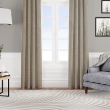 Fon Perde Özel Ölçüye Uygun Kadifemsi Pilesiz Bohem Salon Otel Oturma Çocuk Odası Tek Kanat Vizon