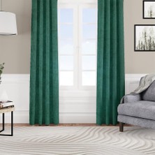 Goccia Fon Perde Özel Ölçüye Uygun Kadifemsi Pilesiz Bohem Salon Otel Oturma Çocuk Odası Tek Kanat Yeşil