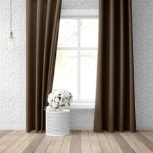 Blackout Fon Perde Işık Geçmez Özel Ölçüye Uygun Salon Otel Oturma Çocuk Odası Bohem Tek Kanat Kahve