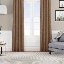 Fon Perde Özel Ölçüye Uygun Kadifemsi Pilesiz Bohem Salon Otel Oturma Çocuk Odası Tek Kanat Camel