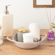 Porsima 15289 Çok Amaçlı Yuvarlak Dekoratif Hasır Sepet Düzenleyici Organizer Ekmeklik - Gri