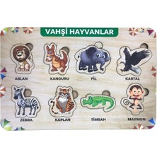 Karanes Toys Vahşi Hayvanlar 8 Parça Eğitici Ahşap Puzzle