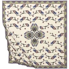 Bursa İpek Haki Sıra Lale Desen Ipeksi Eşarp