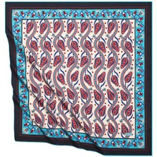 Bursa İpek Turkuaz Sarmaşık Lale Desen Ipeksi Eşarp