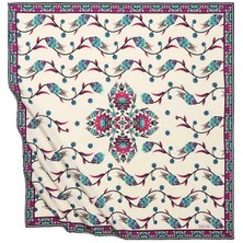 Bursa İpek Mor Sıra Lale Desen Ipeksi Eşarp