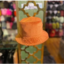 Salar Ticaret Salarticaret Unısex Turuncu Fitilli Kadife Şapka Kışlık Standart