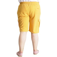 ModeXL  Büyük Beden Erkek Şort Kargo Cep Waffle 23500 Hardal