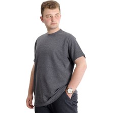 ModeXL  Büyük Beden Erkek T-Shirt Bisiklet Yaka Waffle 20033 Siyah