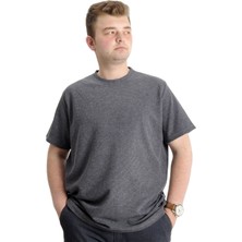 ModeXL  Büyük Beden Erkek T-Shirt Bisiklet Yaka Waffle 20033 Siyah
