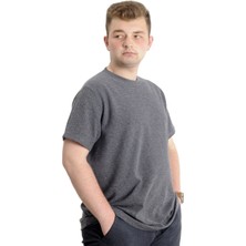 ModeXL  Büyük Beden Erkek T-Shirt Bisiklet Yaka Waffle 20033 Siyah
