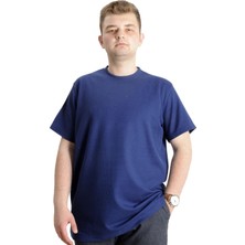ModeXL  Büyük Beden Erkek T-Shirt Bisiklet Yaka Waffle 20033 Indigo