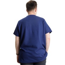 ModeXL  Büyük Beden Erkek T-Shirt Bisiklet Yaka Waffle 20033 Indigo