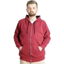 ModeXL  Erkek Hırka Kapson Fermuarlı Steel Interlock 21600 Bordo