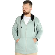 ModeXL  Erkek Hırka Kapson Fermuarlı Steel Interlock 21600 Su Yeşili
