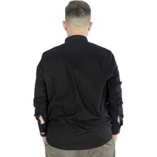 ModeXL  Büyük Beden Erkek Keten Cepli Gömlek 20386 Siyah