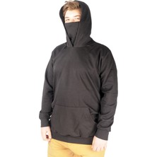 ModeXL 21505 Siyah Kapüşonlu Sweatshirt Büyük Beden Erkek Uzun Kol Ekstra Rahat