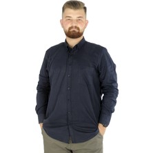 ModeXL  Büyük Beden Erkek Keten Cepli  Gömlek 20386 Lacivert