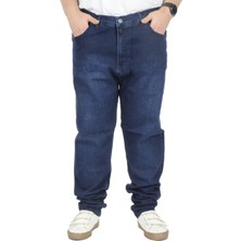 ModeXL Büyük Beden Kot Pantolon Erkekler İçin Klasik 5 Cep Rahat Lacivert 22926
