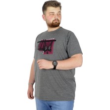 ModeXL Mode Xl Büyük Beden T-Shirt Bisiklet Yaka Bridge 22167 Antramelanj